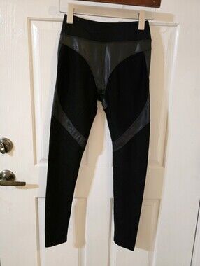 Zasuwa Black Faux Leather Paneled Leggings